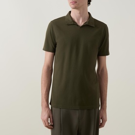 Pique Open Collar Polo Shirt