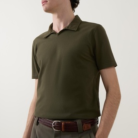 Pique Open Collar Polo Shirt