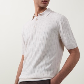 Rib Knit Polo Shirt