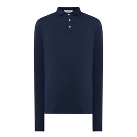 Solid Long-Sleeved Polo Shirt