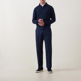 Solid Long-Sleeved Polo Shirt