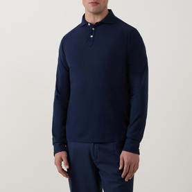 Solid Long-Sleeved Polo Shirt