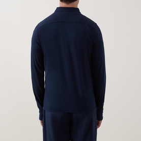 Solid Long-Sleeved Polo Shirt