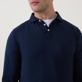 Solid Long-Sleeved Polo Shirt