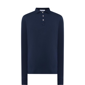 Solid Long-Sleeved Polo Shirt