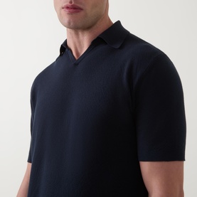 Structure Fine Knit Polo Shirt