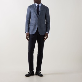 Tonal Check Single-Breasted Blazer