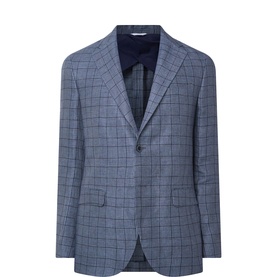 Tonal Check Single-Breasted Blazer