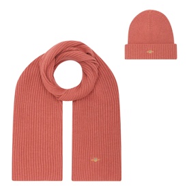 Shield Logo Ribbed Knit Beanie Hat & Scarf Gift Set