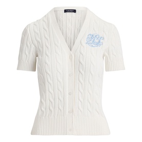 Script Logo Cable Knit Cardigan