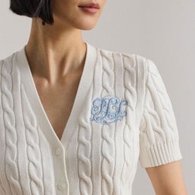 Script Logo Cable Knit Cardigan