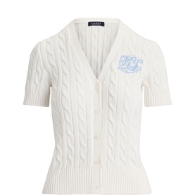 Script Logo Cable Knit Cardigan