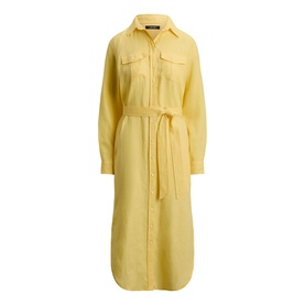 Belted Linen Shirt Dress