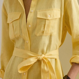 Belted Linen Shirt Dress