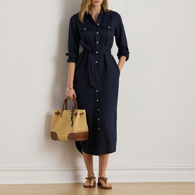 Belted Linen Shirt Dress