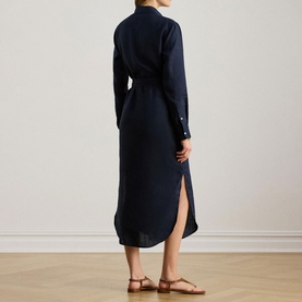 Belted Linen Shirt Dress