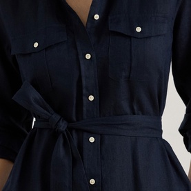 Belted Linen Shirt Dress