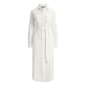 Belted Linen Shirt Dress