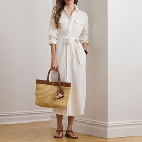 Belted Linen Shirt Dress