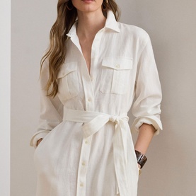 Belted Linen Shirt Dress