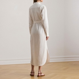 Belted Linen Shirt Dress