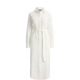 Belted Linen Shirt Dress