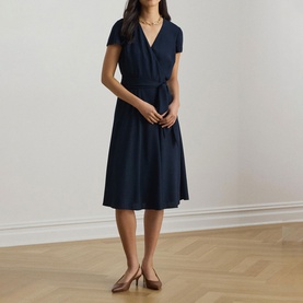 Belted Georgette Wrap Dress