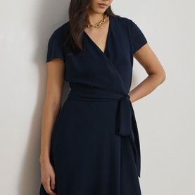 Belted Georgette Wrap Dress