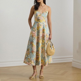 Floral Pocket Flared Dress