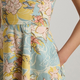 Floral Pocket Flared Dress