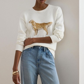Golden Retriever Intarsia Knit Sweater