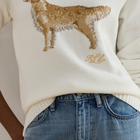 Golden Retriever Intarsia Knit Sweater