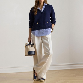 Layered Shirt Insert Knitted Sweater