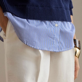 Layered Shirt Insert Knitted Sweater
