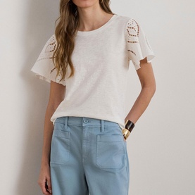 Embroidered Eyelet Top