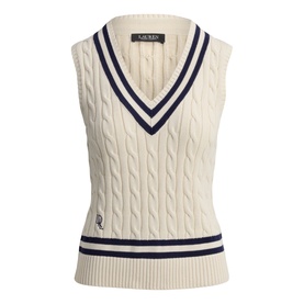 Logo Cable Knitted Cricket Vest