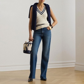 Logo Cable Knitted Cricket Vest