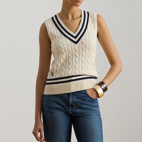 Logo Cable Knitted Cricket Vest