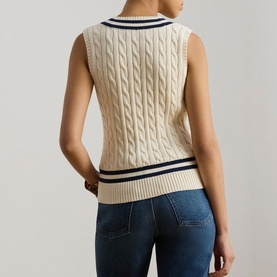 Logo Cable Knitted Cricket Vest