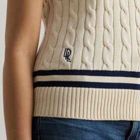 Logo Cable Knitted Cricket Vest