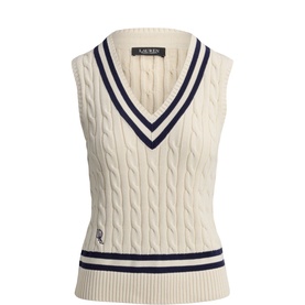 Logo Cable Knitted Cricket Vest