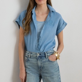 Monogram Logo Linen Casual Shirt