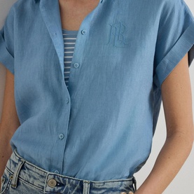 Monogram Logo Linen Casual Shirt