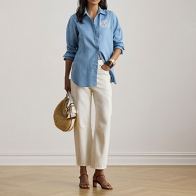 Eyelet-Logo Linen Shirt