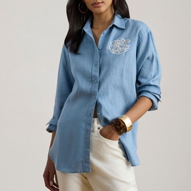 Eyelet-Logo Linen Shirt