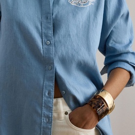 Eyelet-Logo Linen Shirt