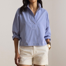 Striped Relaxed Cropped Shirt
