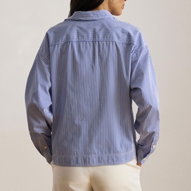 Striped Relaxed Cropped Shirt