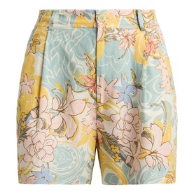Floral Pleated Linen Shorts