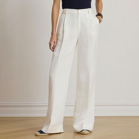 High-Rise Twill Wide Leg Trousers